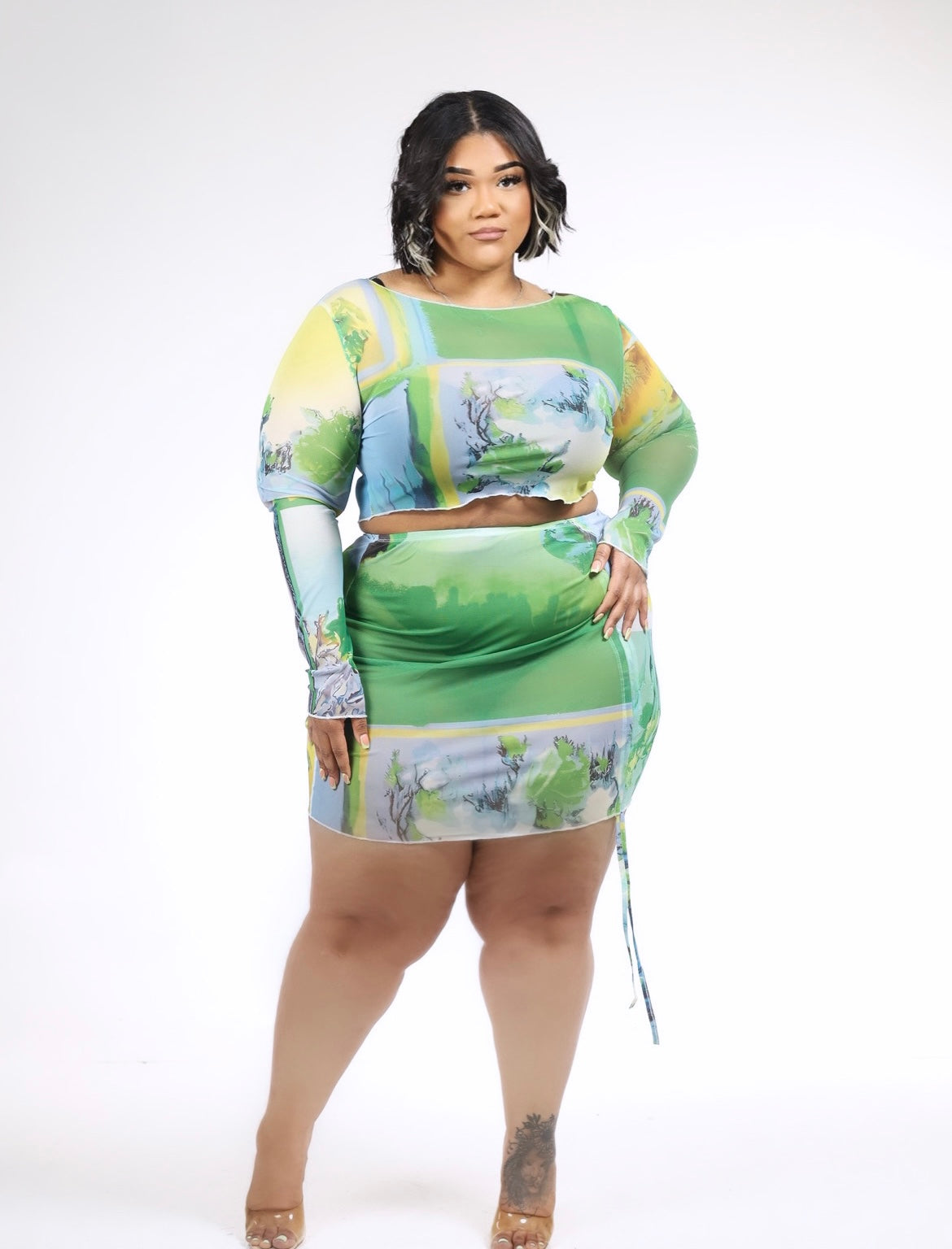 China Doll 2 pc Skirt set (Green and Red) Small-3x