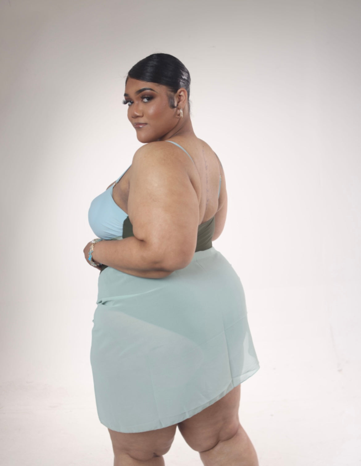 APF Mermaid one piece swimsuit with cover up shawl included.