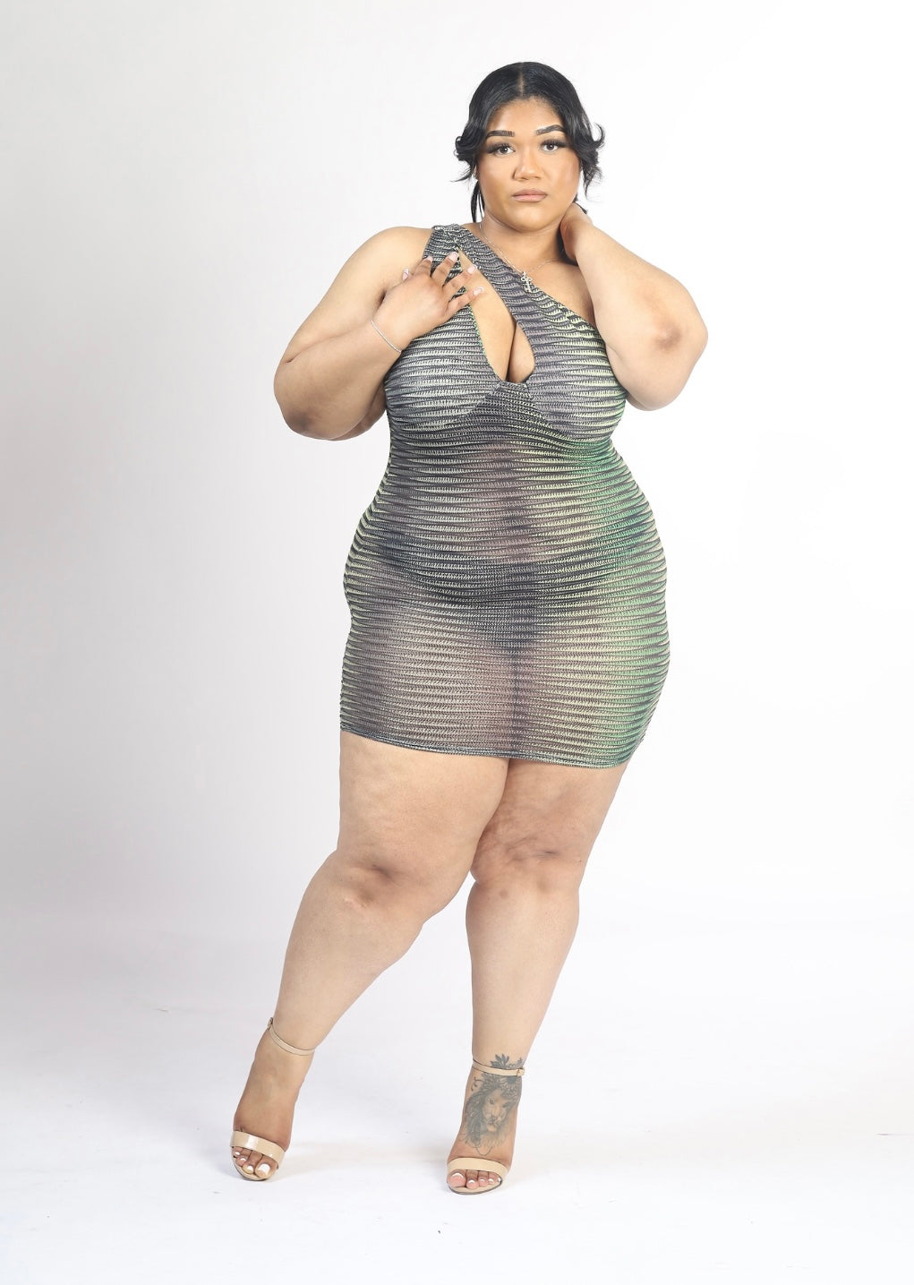 Line me up dress (Cross dress, mock neck dress)