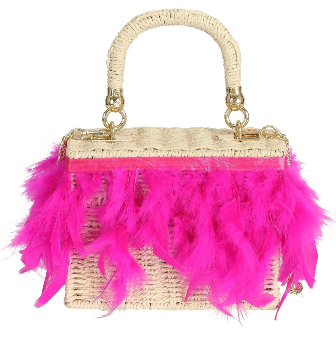 Ruffle crochet dress (Brown, Blue, Orange and Green), Feather Purse(White, Pink and Blue) and Feather earrings.
