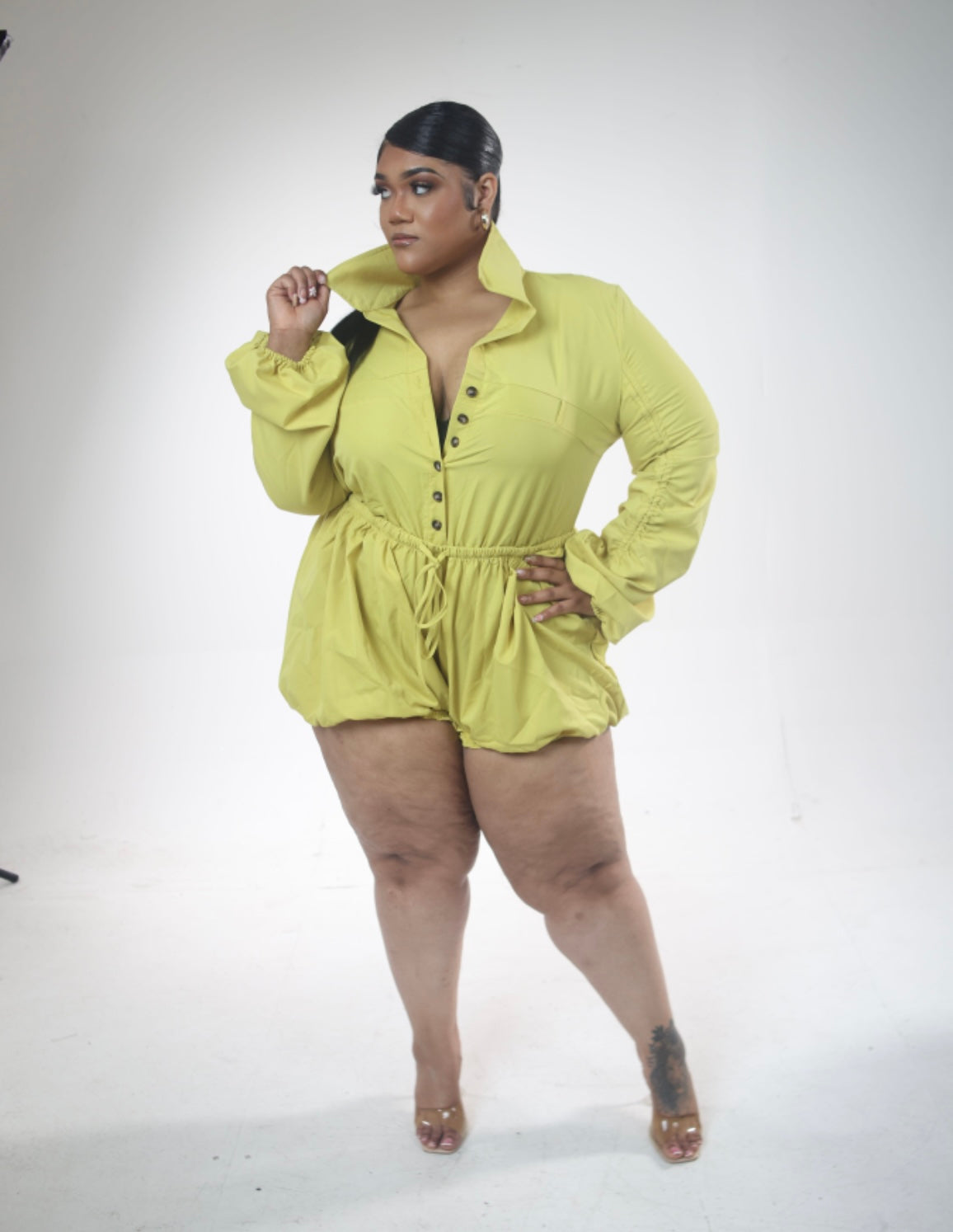 1 pc puffer short romper Small-3X( Neon and Army Green)