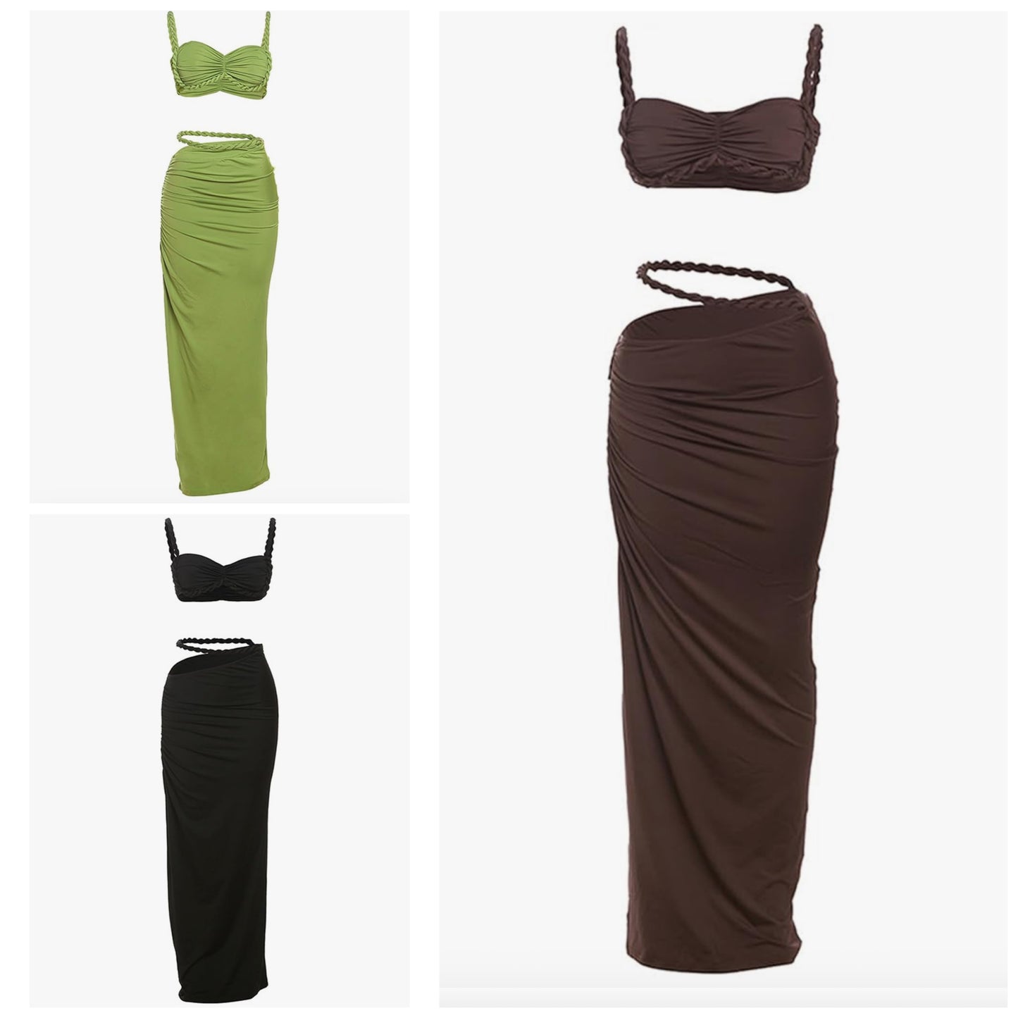 APF Rope me 2pc skirt set (Brown, Green and Black)