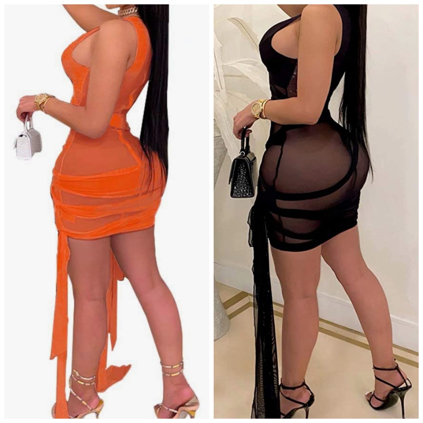 See through rope dress (Orange, Mint, White, Black and Blue) Small-4X