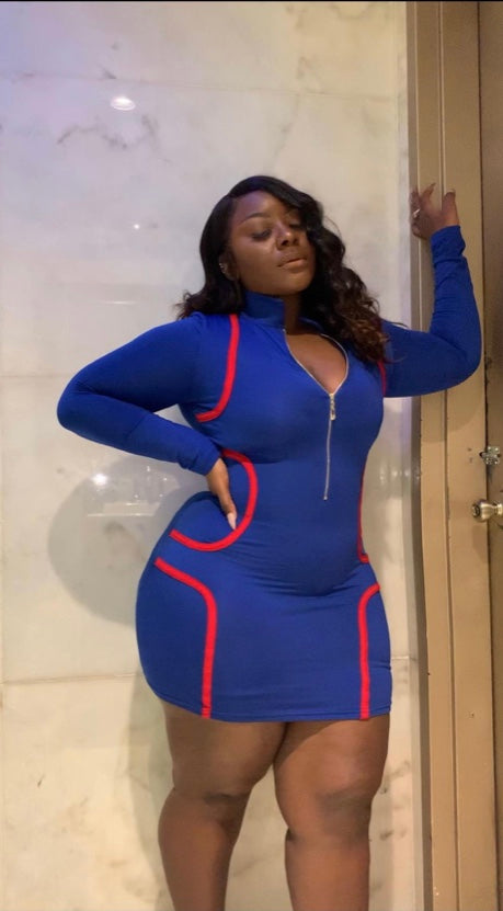 Zipper dress (Blue, Red and Black) Small-2x