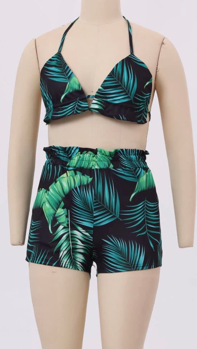 3 pc Shorts set (Green/Black or White and Pink) Small-2x