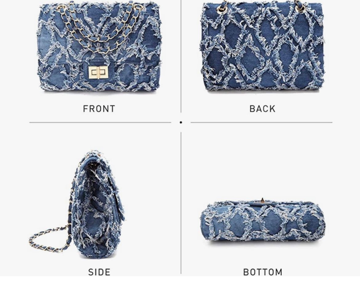 Chain denim purse