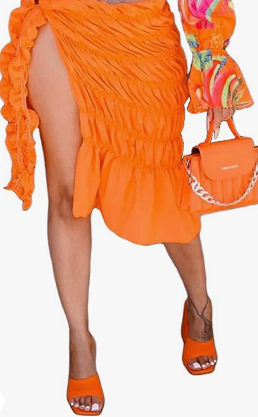 Ruffle me skirt (Small-3x) Tropical, Pink, Green, Orange