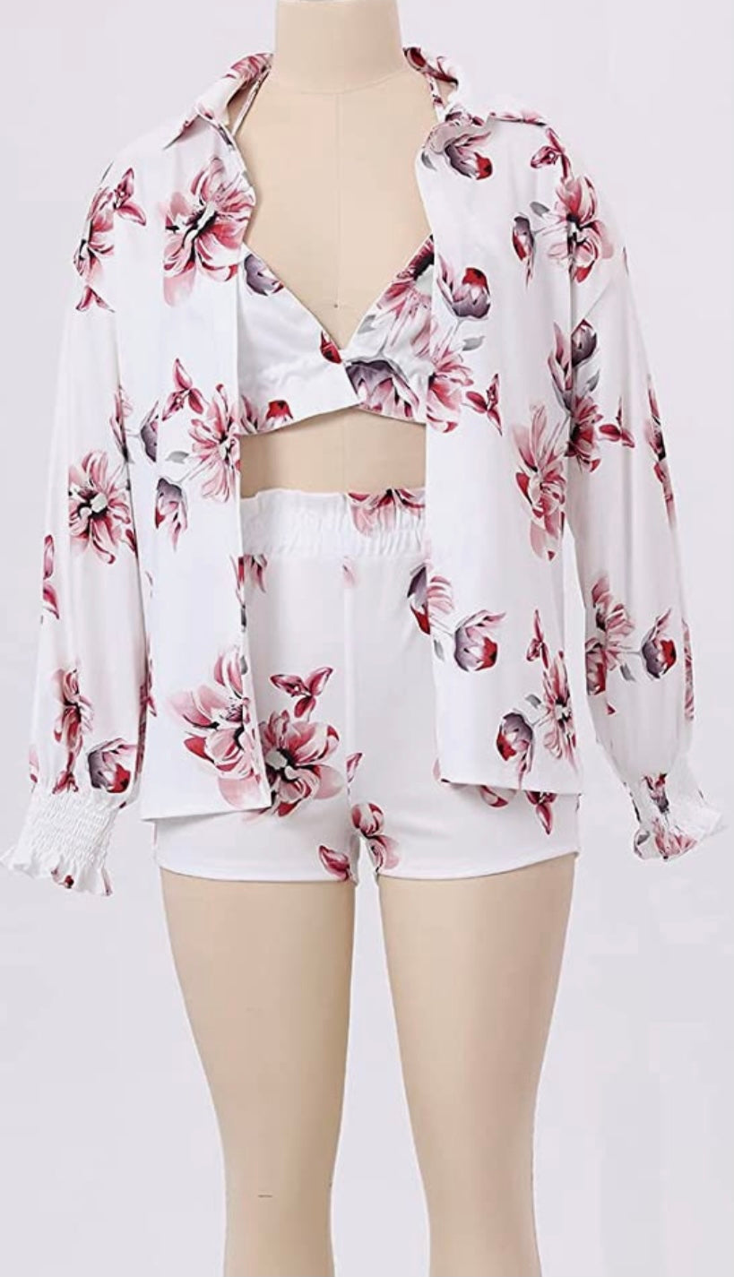 Shorts set 3pc  (Green/Black or White and Pink) Small-2x