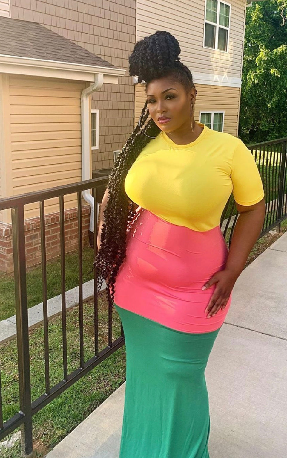Colorblock maxi dress (Rainbow) Small-2x