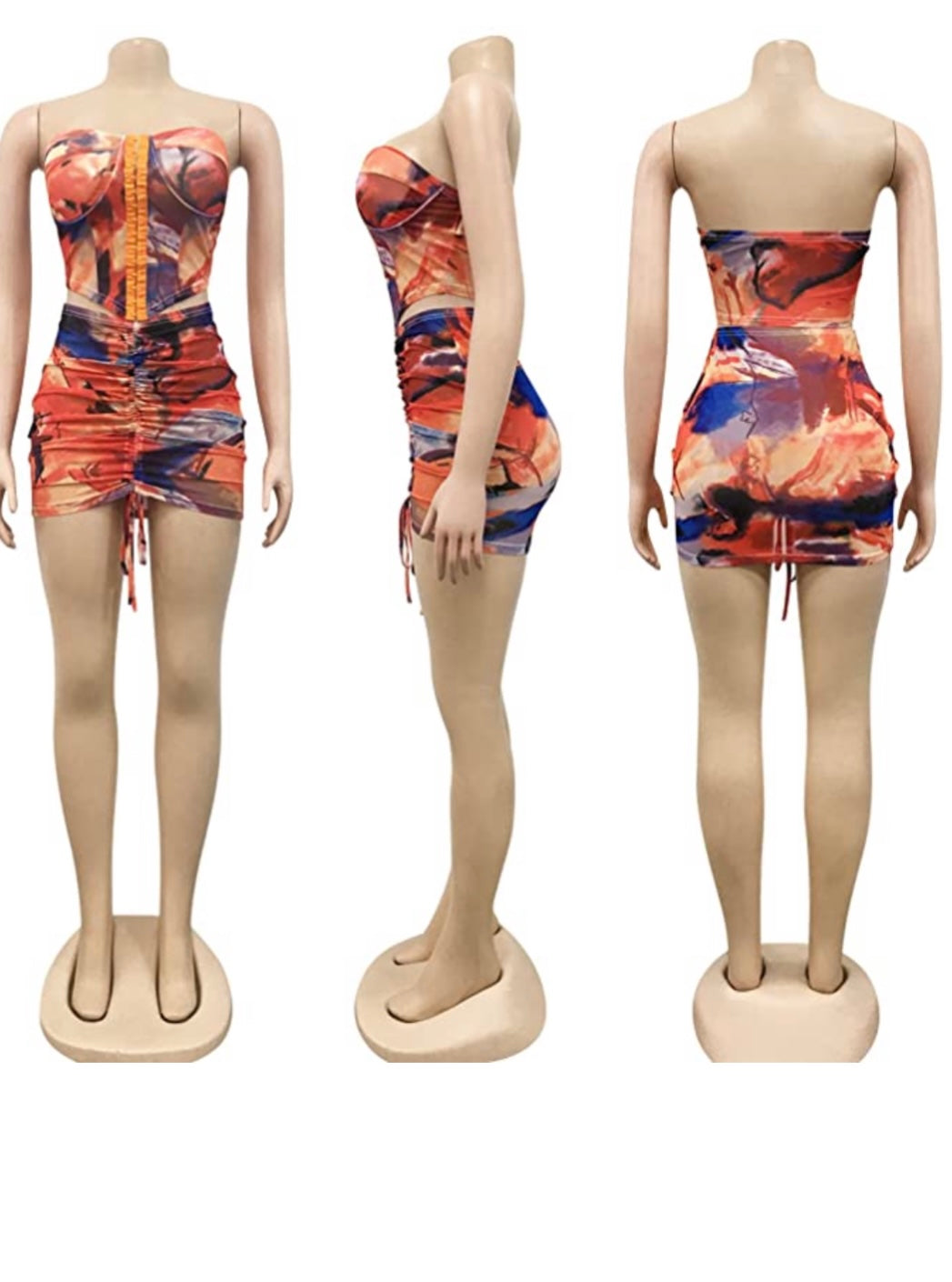 Mesh 2 pc graffiti skirt set (Small-3x) Blue, Pink, Yellow and Red