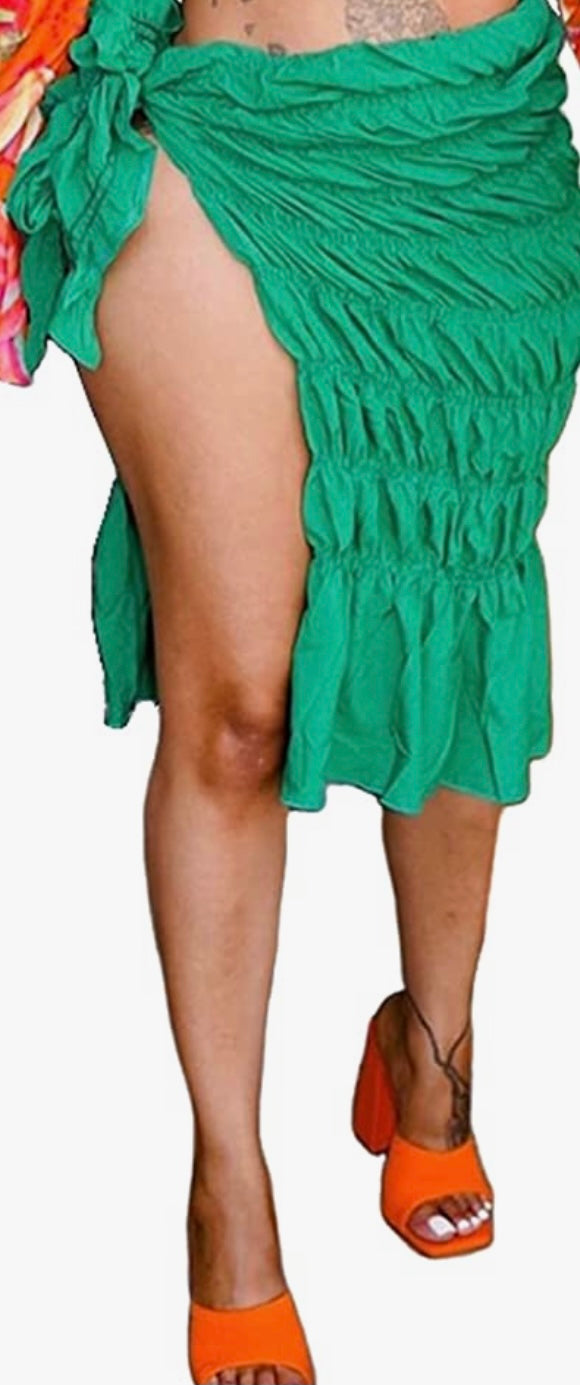 Ruffle me skirt (Small-3x) Tropical, Pink, Green, Orange