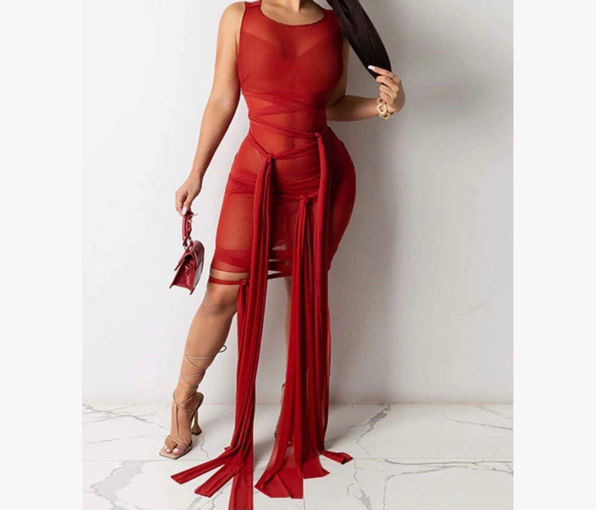 See through rope dress (Orange, Mint, White, Black and Blue) Small-4X