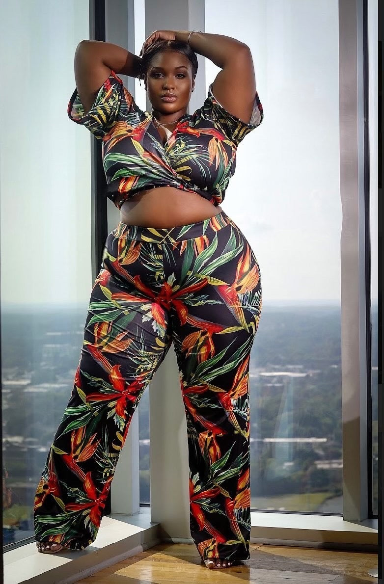 Tropical 2 piece tie up set