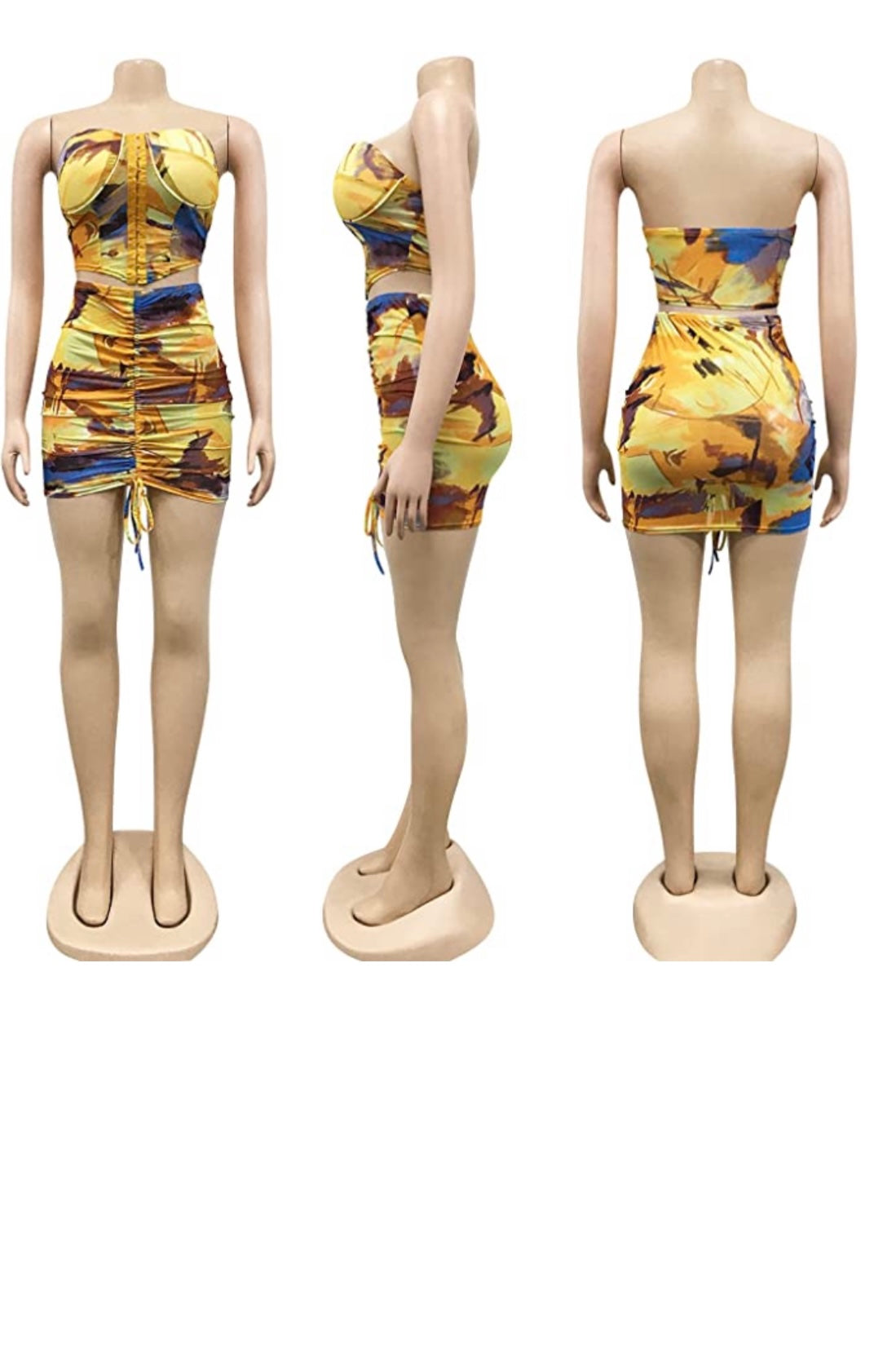 Mesh 2 pc graffiti skirt set (Small-3x) Blue, Pink, Yellow and Red