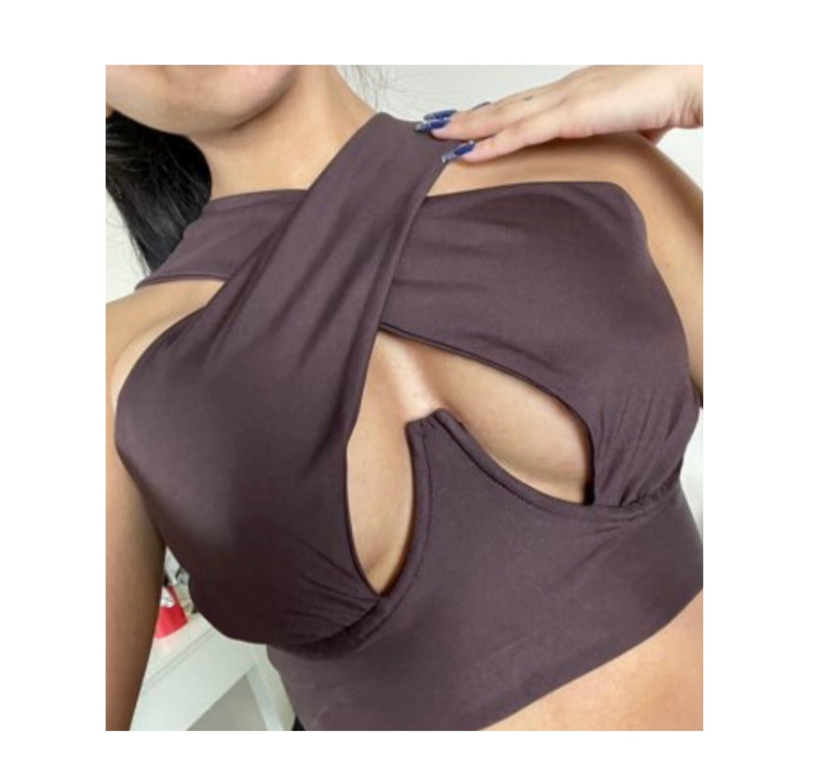 Cross top (Black, Purple and Brown) S-3x