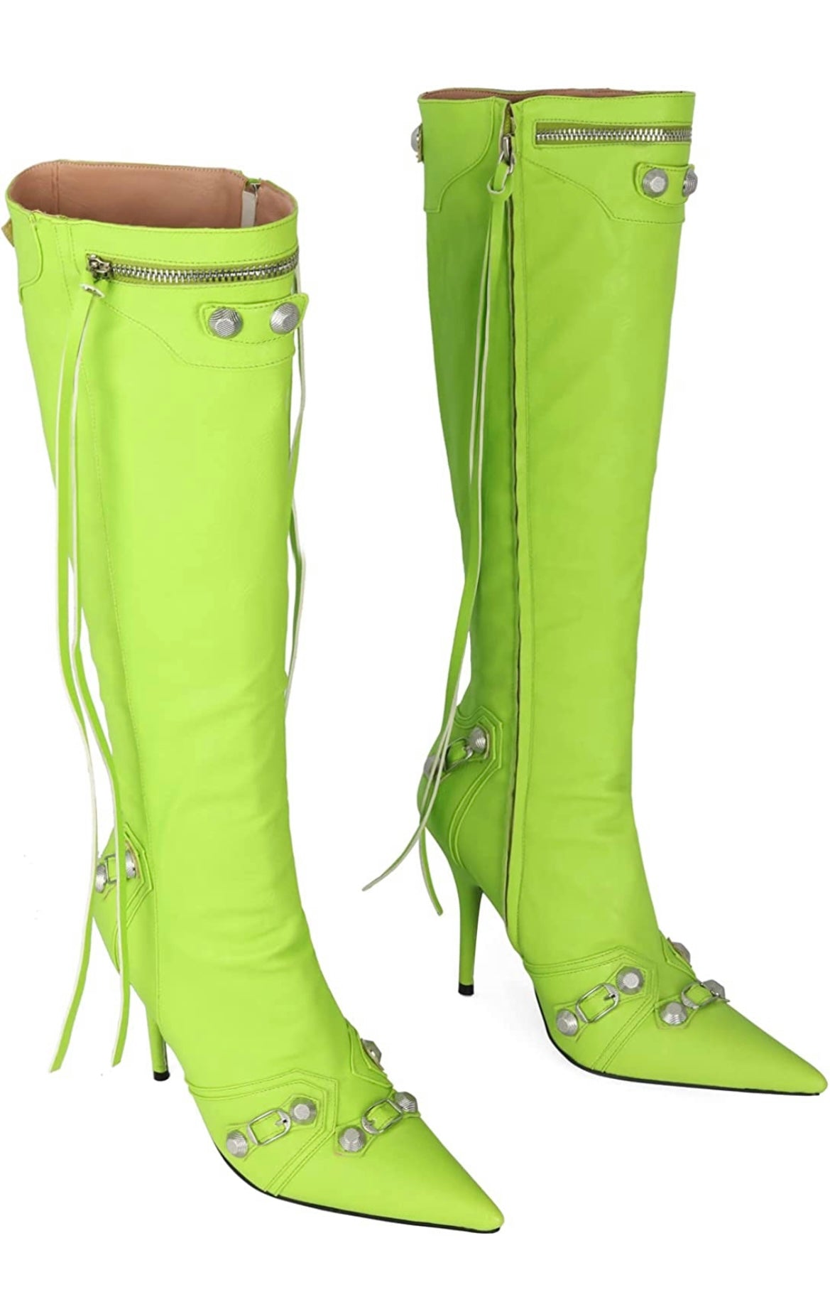 Pointed boots (Size 6-11) White, Black and Lime
