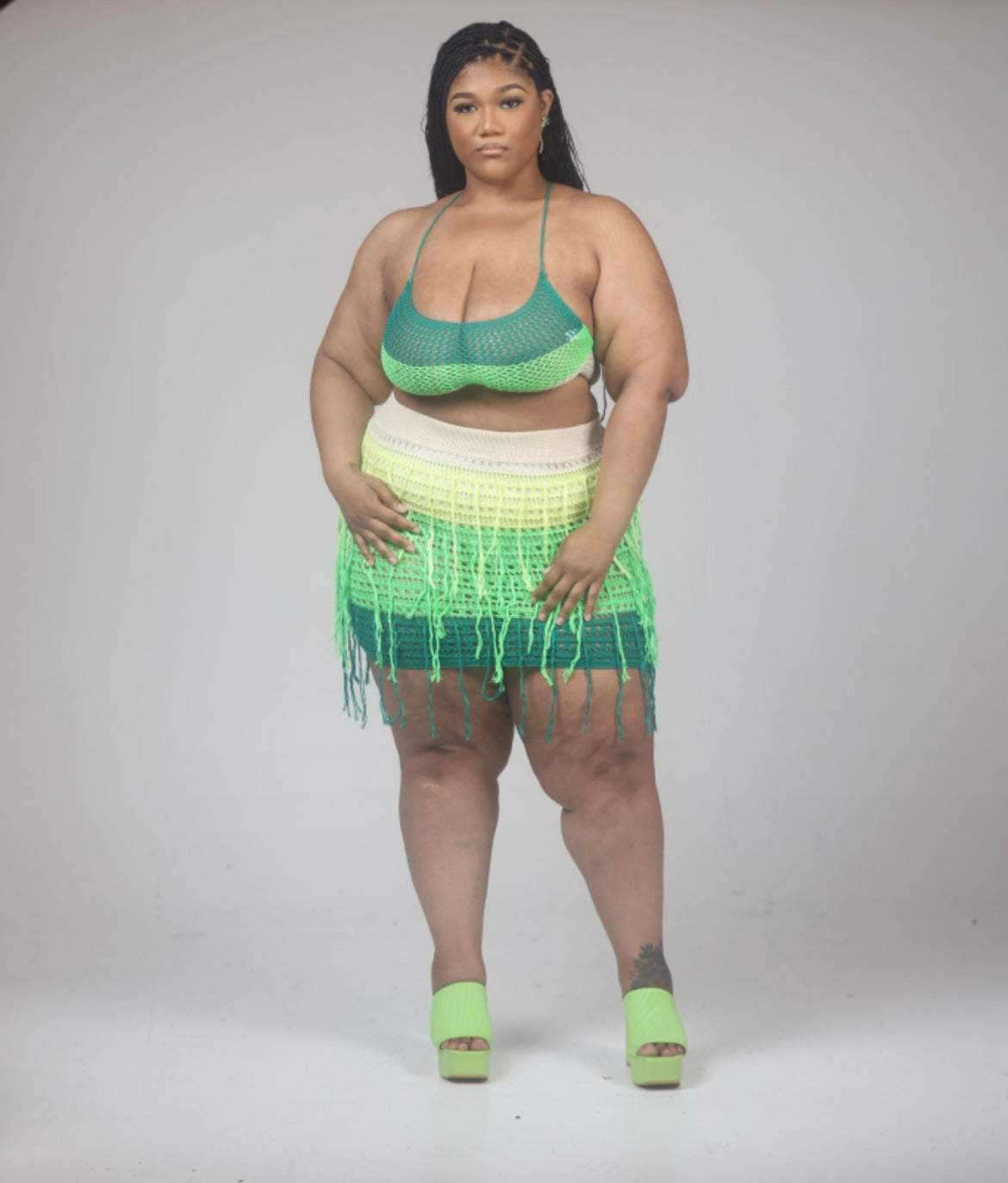 APF Fringe of love green 2 pc set(XL-3x)