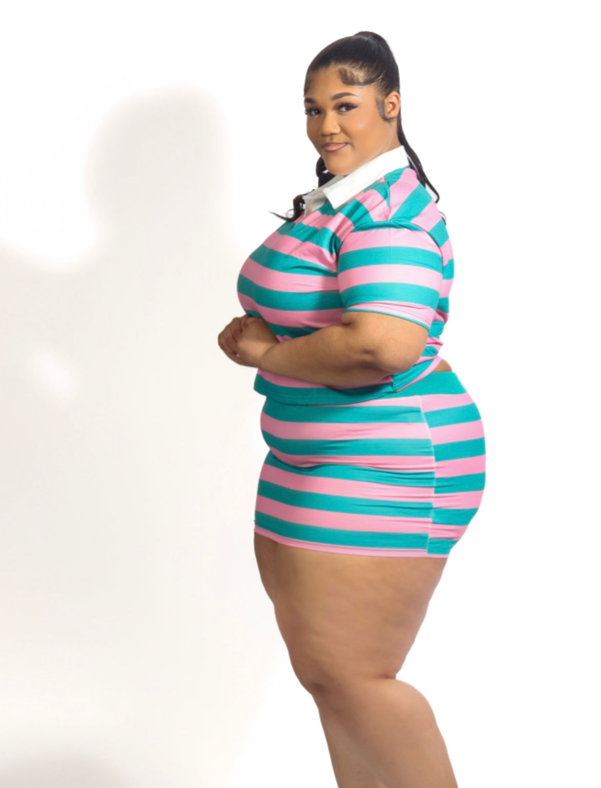 APF 2 pc stripe skirt set
