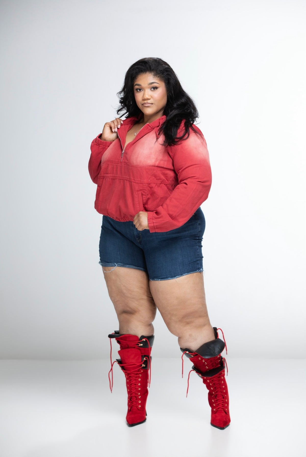 APF Red Layered boots (Wide Calf friendly) & Red Hoodie (Sold Separately)