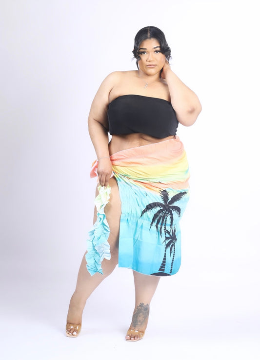 Ruffle me skirt (Small-3x) Tropical, Pink, Green, Orange