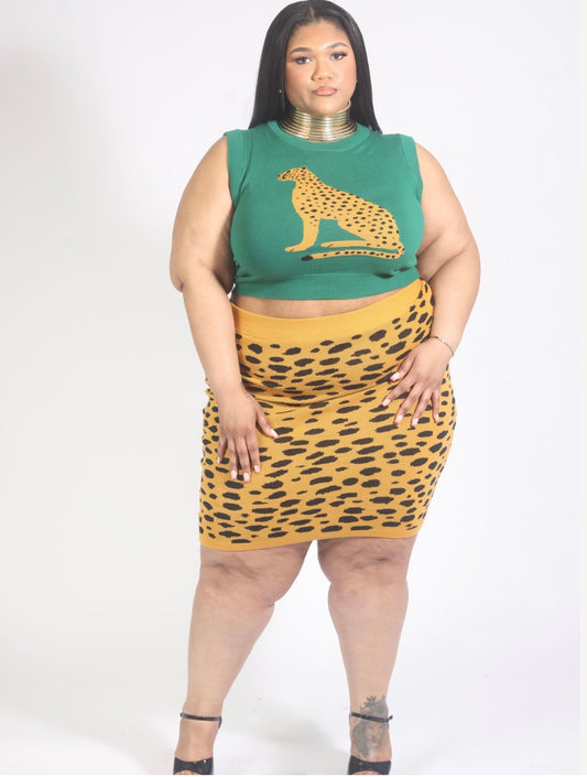 APF Leopard 2 pc skirt set (Small-2x)
