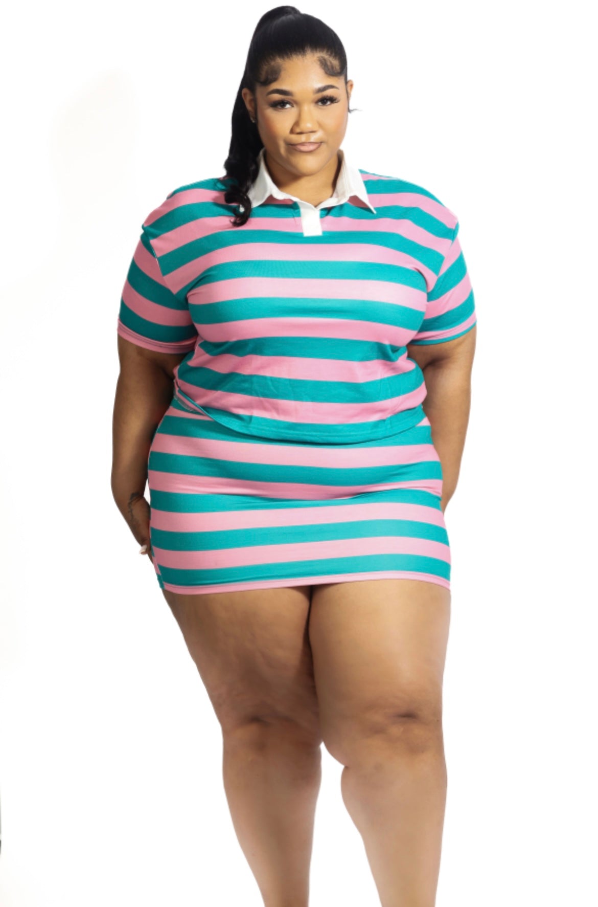 APF 2 pc stripe skirt set