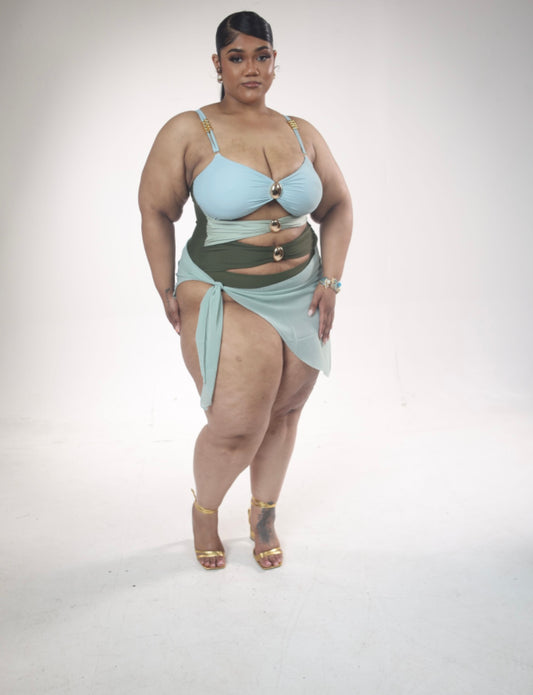 APF Mermaid one piece swimsuit with cover up shawl included.