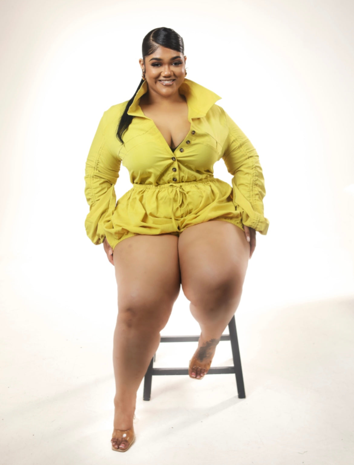 1 pc puffer short romper Small-3X( Neon and Army Green)
