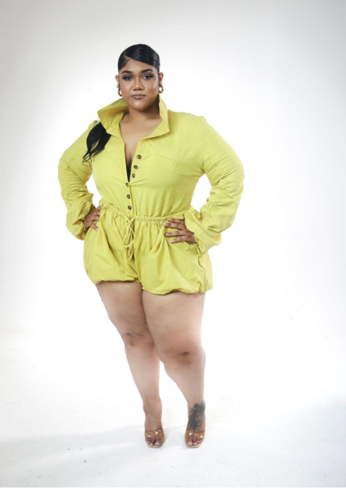 1 pc puffer short romper Small-3X( Neon and Army Green)