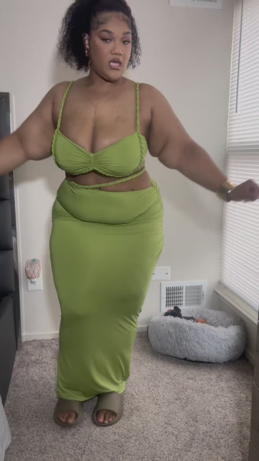 APF Rope me 2pc skirt set (Brown, Green and Black)