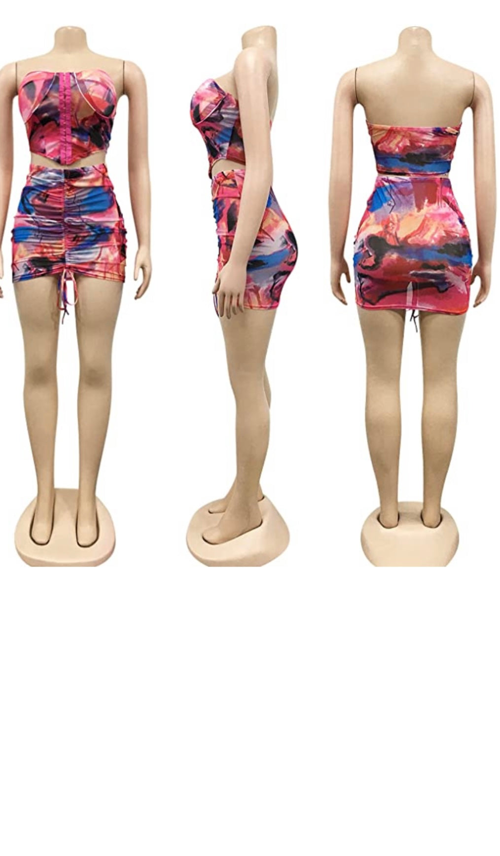 Mesh 2 pc graffiti skirt set (Small-3x) Blue, Pink, Yellow and Red