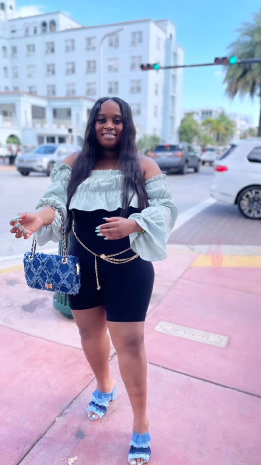 Chain denim purse