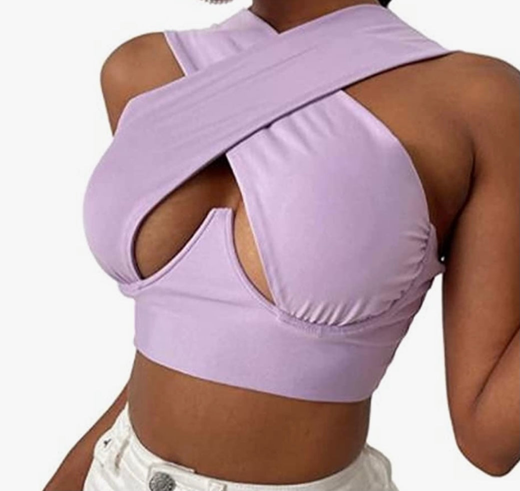 Cross top (Black, Purple and Brown) S-3x