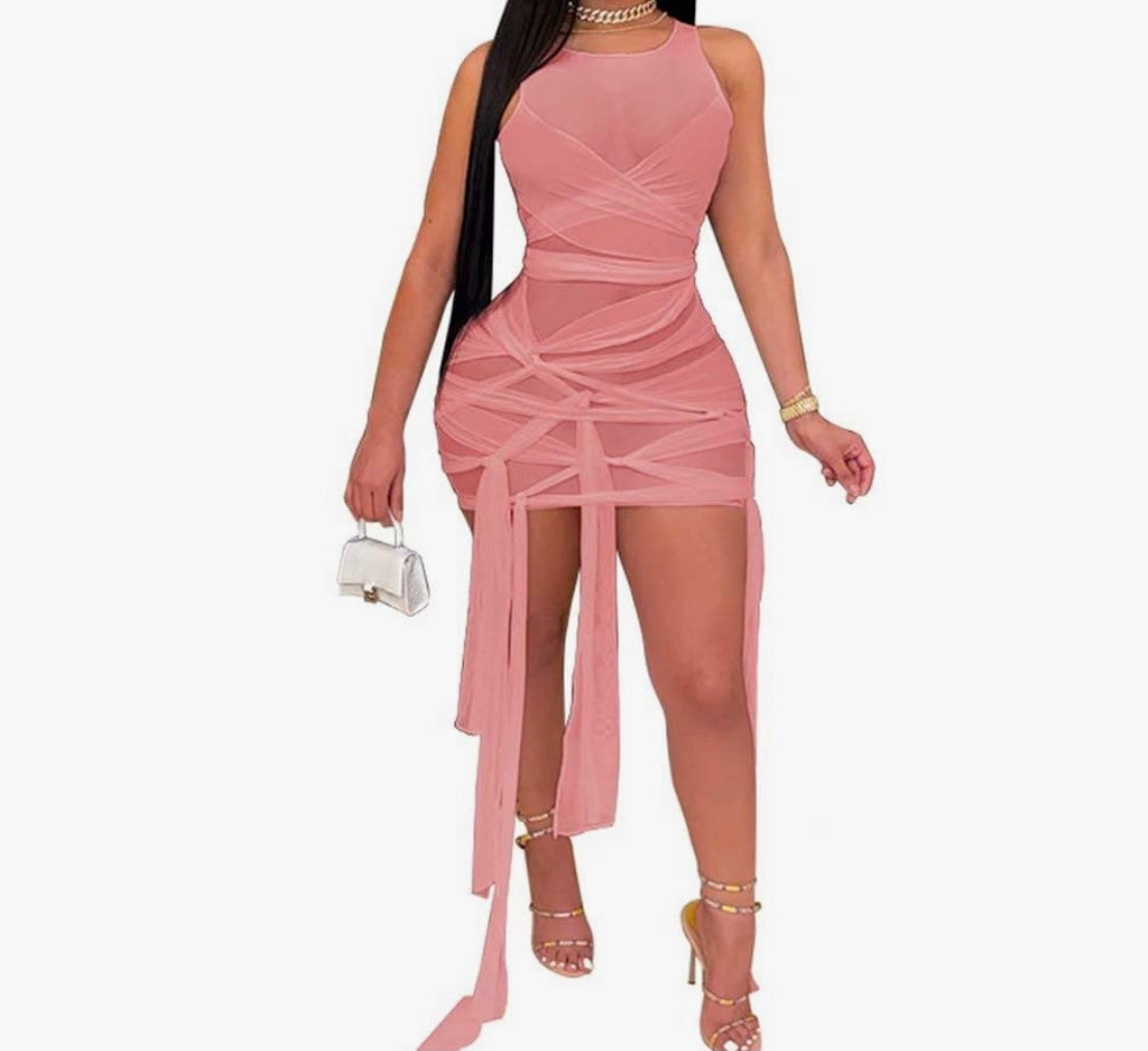 See through rope dress (Orange, Mint, White, Black and Blue) Small-4X