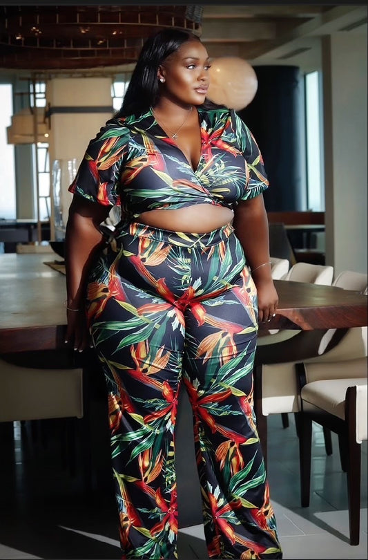 Tropical 2 piece tie up set