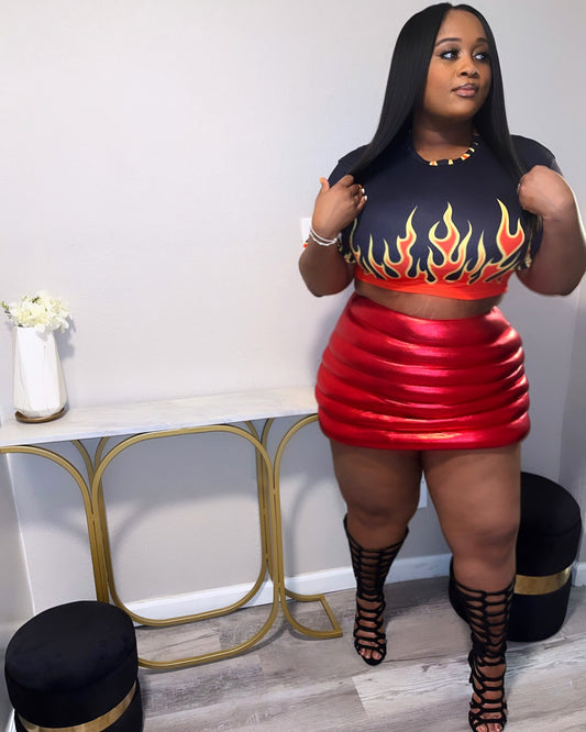 Fire top & Bubble Skirt (Red, Blue, Silver, Purple and Black)