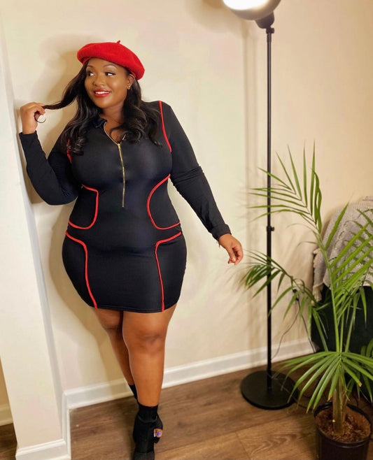Zipper dress (Blue, Red and Black) Small-2x