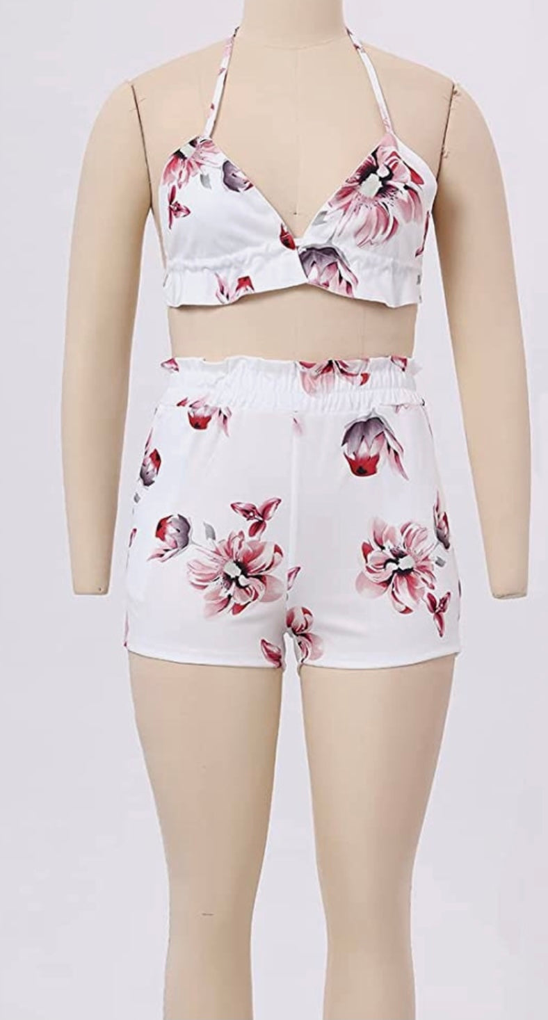 3 pc Shorts set (Green/Black or White and Pink) Small-2x