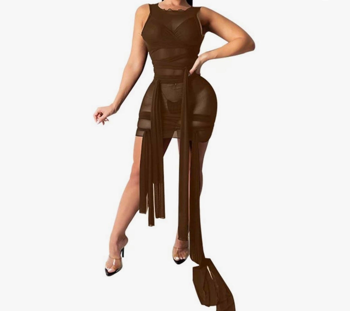 See through rope dress (Orange, Mint, White, Black and Blue) Small-4X