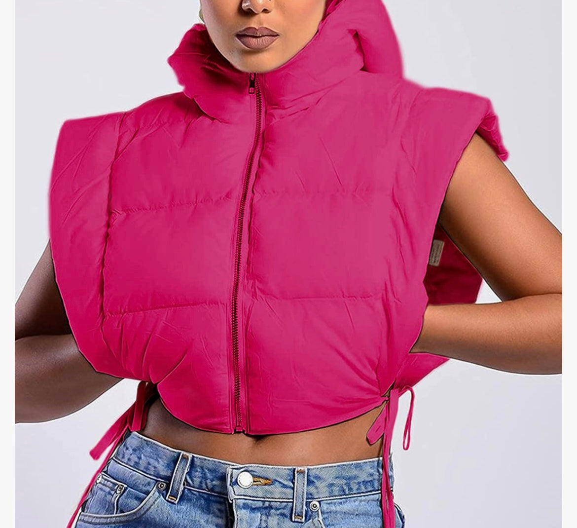 Puffer Hoodie  Vest (Orange, Black,Creme and Hot pink)& Camo Orange Boots