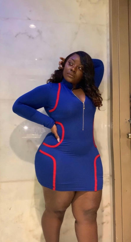 Zipper dress (Blue, Red and Black) Small-2x